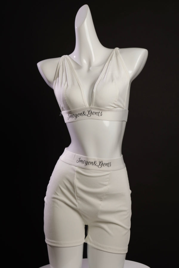 White Serenity Bra and shorts yoga set